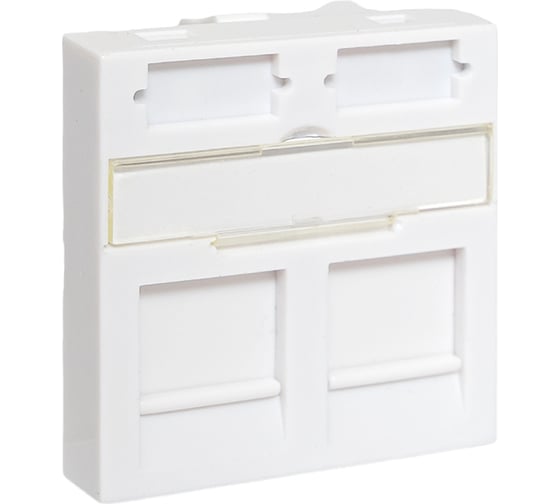 Изображение товара Вставка розеточная EKF TERACOM PRO 45x45 мм, формат Mosaic, на 2 модуля Keystone со шторками и маркерами, белая 10 шт. TRP-INS-MOS-2M2P-WH
