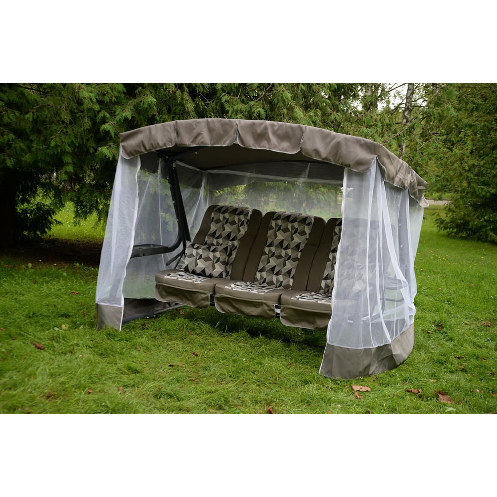 Изображение товара Садовые качели OLSA Палермо Премиум 3-х местные ткань каркас серый навес