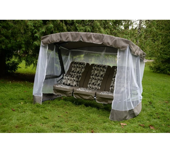 Изображение товара Садовые качели OLSA 3-х местные Палермо Премиум ткань каркас серый, серый рисунок ромб 2 упаковки с1496