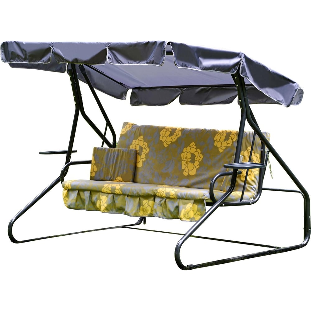 Изображение товара Садовые качели OLSA 3-х местные Люкс антрацит разноцветные с навесом