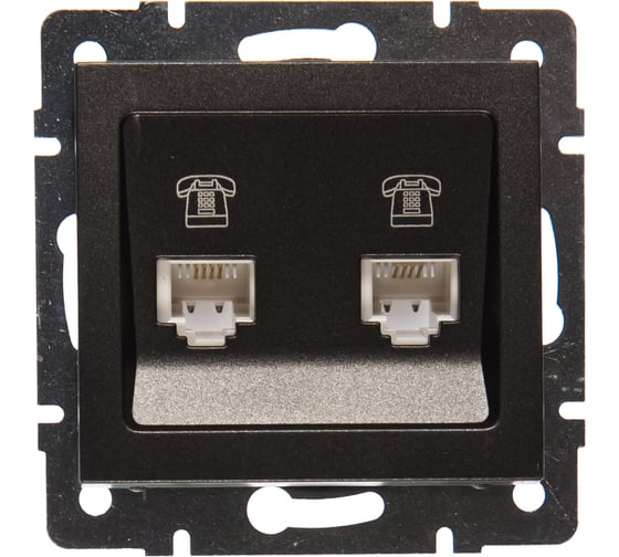 Изображение товара Двойная телефонная розетка LEZARD RAIN евро цв. черный графит матовый 703-4188-138