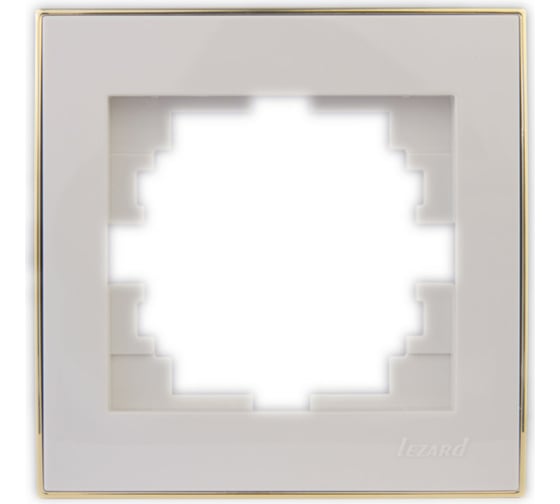 Изображение товара Горизонтальная рамка LEZARD RAIN б/ вст белая с бок. вст. золото 703-0226-146