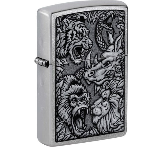 Изображение товара Зажигалка Zippo Jungle Design с покрытием Street Chrome, латунь/сталь, серебристая, 38x13x57 мм 48567