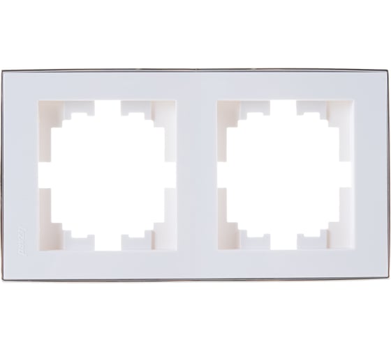 Изображение товара Двухместная вертикальная рамка LEZARD RAIN б/ вст белая с бок. вст. хром 703-0225-152
