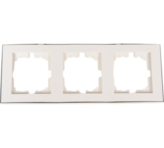 Изображение товара Трехместная вертикальная рамка LEZARD RAIN б/ вст белая с бок. вст. хром 703-0225-153