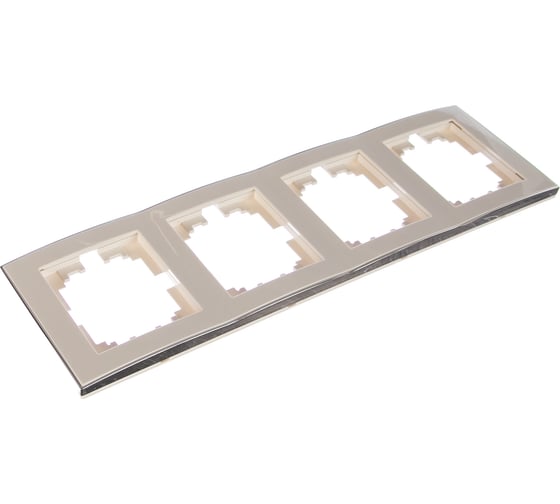 Изображение товара Четырехместная вертикальная рамка LEZARD RAIN б/ вст белая с бок. вст. хром 703-0225-154