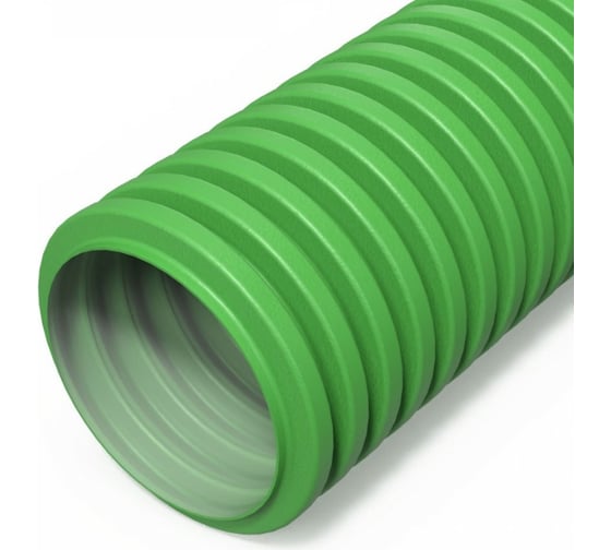 Изображение товара Гофрированная двустенная гибкая вентиляционная ПНД труба зПромрукав еленая (ral 6018) d75 мм50м PR15.0297