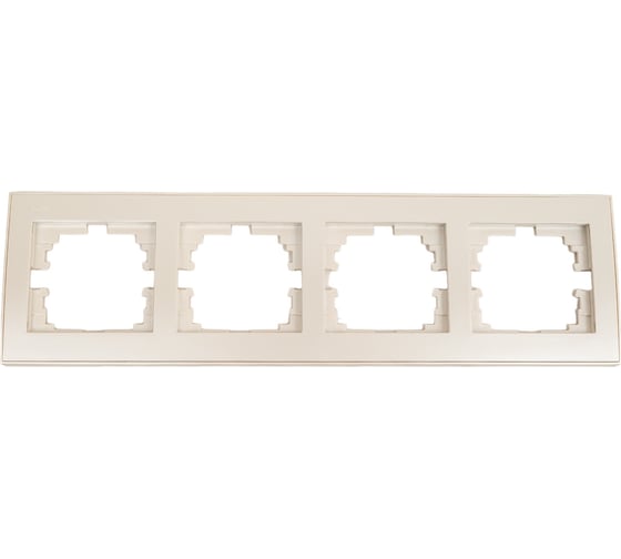 Изображение товара Четырехместная горизонтальная рамка LEZARD RAIN б/ вст жемчужно-белый металлик 703-3030-149