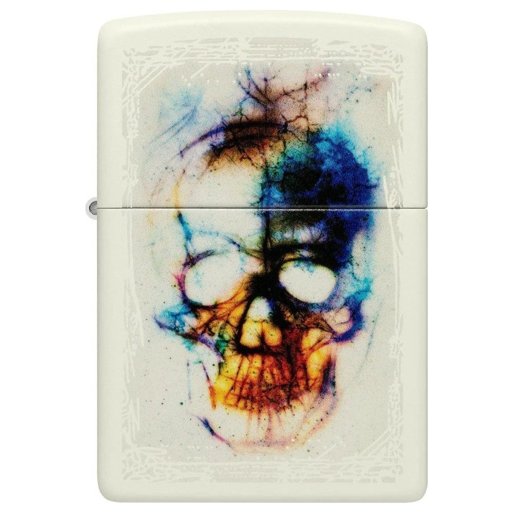 Изображение товара Зажигалка Zippo Skull Design Glow In The Dark белая латунь сталь