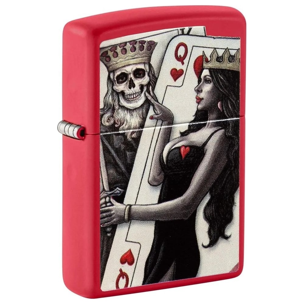 Изображение товара Зажигалка Zippo Skull King Queen Beauty с покрытием Red Matte латунь и сталь 38x13x57 мм