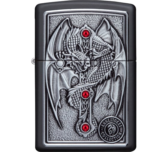 Изображение товара Зажигалка Zippo Winged Dragon Cross с покрытием Black Matte, латунь/сталь, чёрная, 38x13x57 мм 49755
