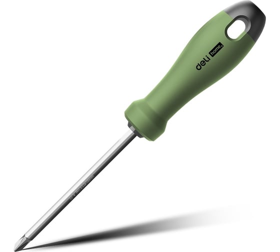 Изображение товара Двухсторонняя отвертка DELI Home Series Green HT1055L (SL6+PH2, длина жала 100мм, эксклюзивный дизайн, софттач пластик 130284