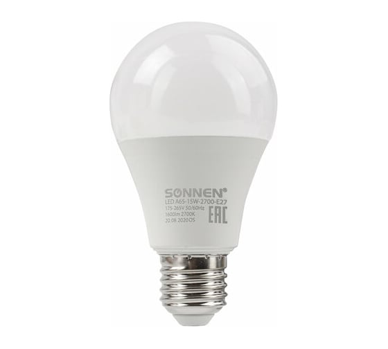 Изображение товара Лампы Led SONNEN Комплект 10 шт., 15 (130) Вт, цоколь Е27, груша, теплый белый свет, Led A65-15W-2700-E27 880797