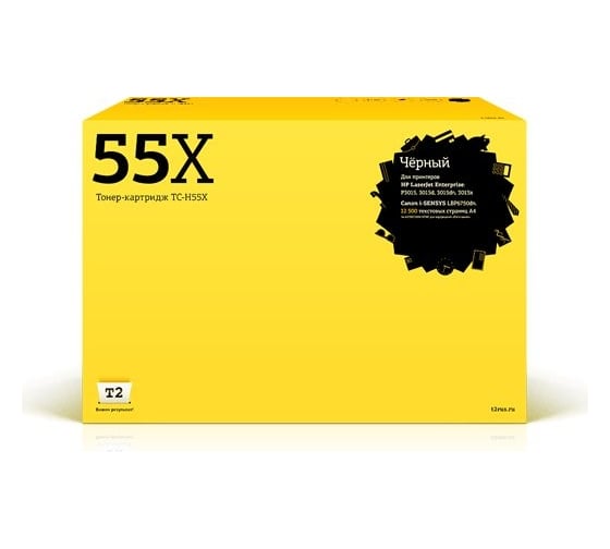 Изображение товара Картридж T2 (CE255X/CE255/255X/55X/724) для HP LaserJet Enterprise P3015, P3015d, Canon Cartrige 724H (12500 стр.) с чипом TC-H55X