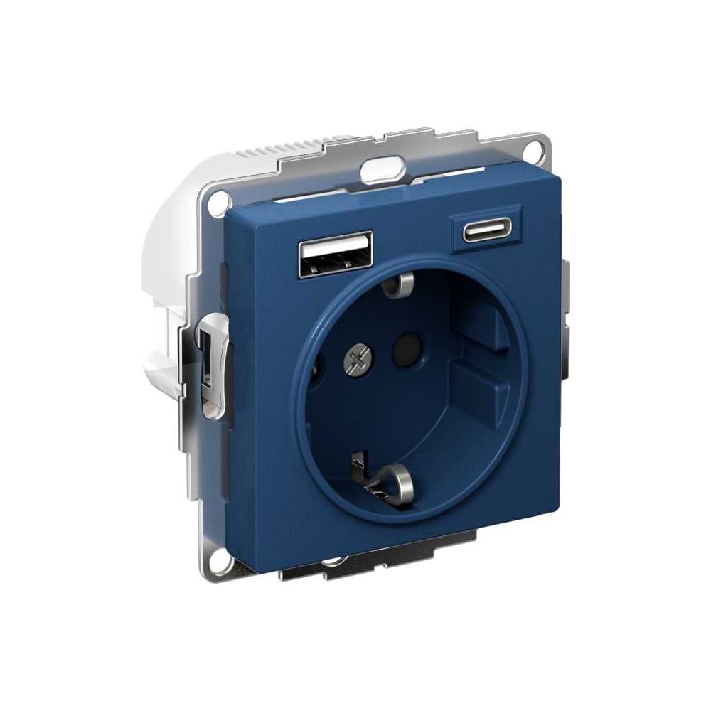 Изображение товара Розетка 16А с USB, автоматическая установка, серия Atlasdesign, аквамарин