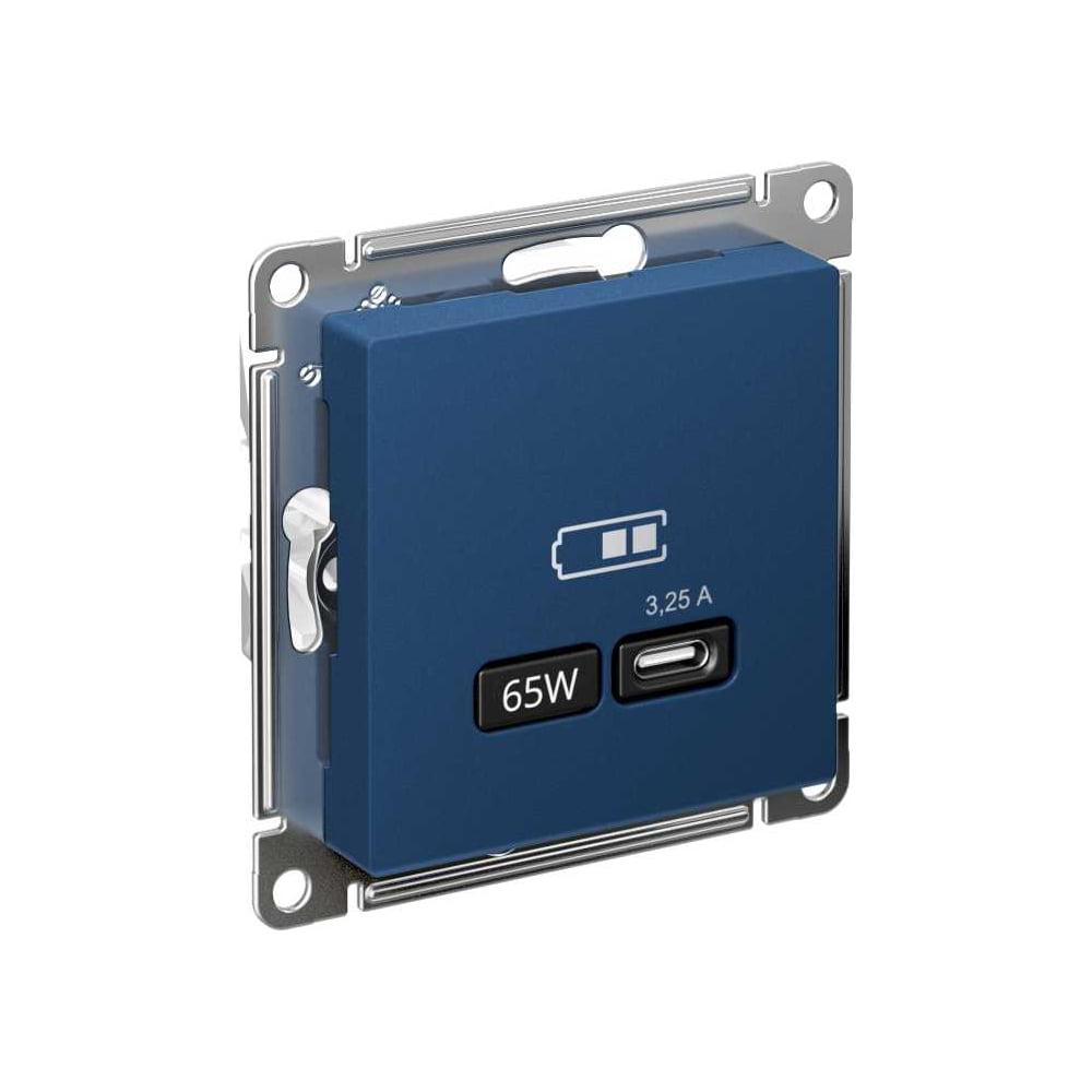 Изображение товара Розетка usb c Systeme Electric Atlasdesign аквамарин 65w, fast charge (qc.pd) ATN001127
