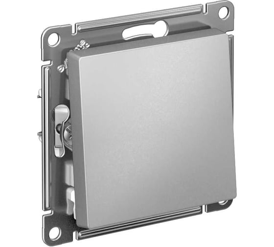 Изображение товара 1-клавишный выключатель Systeme Electric Atlasdesign алюминий 2-полюсный, 10а, механизм ATN000321
