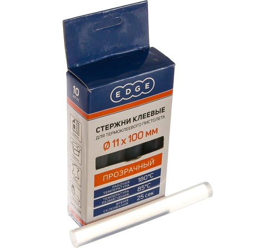 Изображение товара Стержни клеевые 11х100 мм прозрачные упаковка 10 шт. EDGE by PATRIOT 816001011