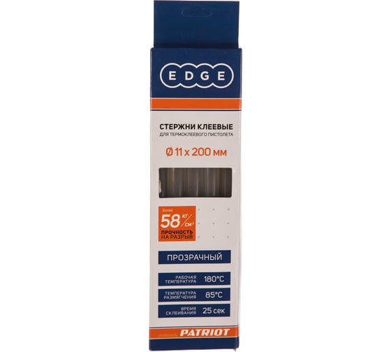 Изображение товара Стержни клеевые 11х200 мм прозрачные упаковка 10 шт. EDGE by PATRIOT 816001021