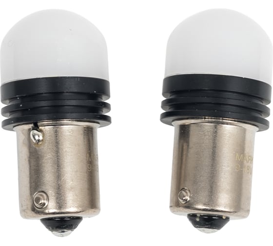 Изображение товара Автомобильные светодиодные лампы МАЯК T25, BA15s, 6SMD (2835) AC12В, Super White, 2 шт. 12T25/BLK12/2BL