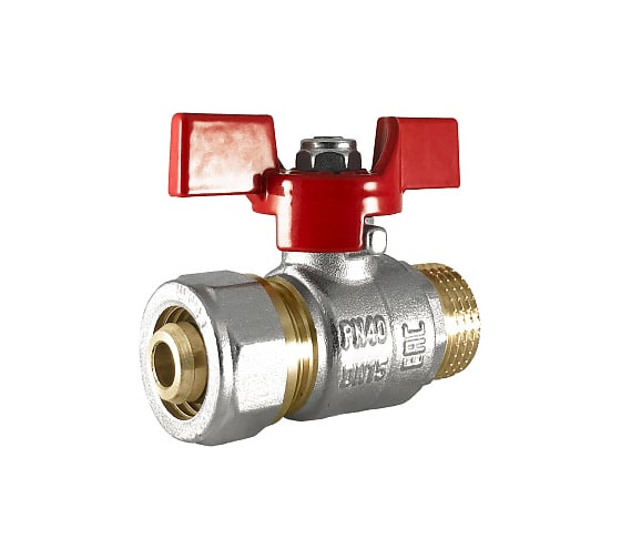 Изображение товара Шаровой кран STI латунь никель ДН 16x1/2 РУ16 НР/обжим, бабочка ТТ000017565