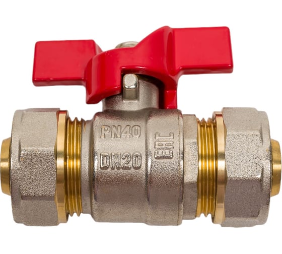 Изображение товара Шаровой кран STI латунь никель ДН 20 РУ16 обжим, бабочка ТТ000017567