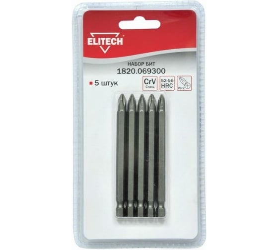 Изображение товара Набор бит 5 шт. Elitech 1820.069300