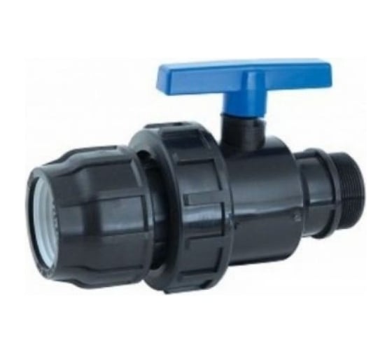 Изображение товара Шаровой компрессионный кран Политэк вр разъемный d 40x1 1/4 тпк-аква 554040114