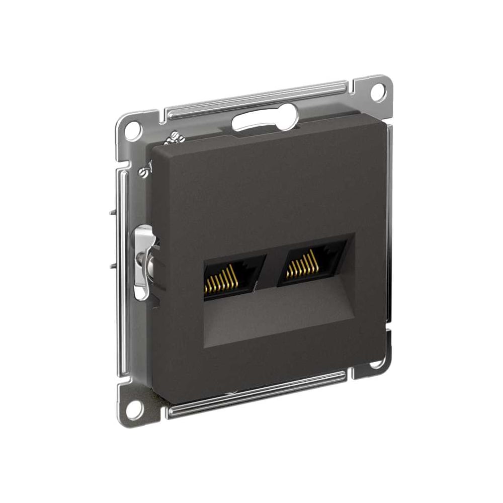 Изображение товара Двойная компьютерная розетка RJ45+RJ45 Systeme Electric Atlasdesign базальт кат 5е