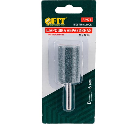 Изображение товара Шарошка абразивная по камню мрамору кафелю хвостовик 6 мм цилиндр 25x40 мм FIT IT 36971