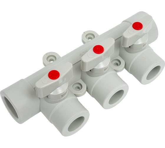 Изображение товара Коллектор с шаровыми кранами LAMMIN ppr 25x3 30/1 серый Lm31081003025G
