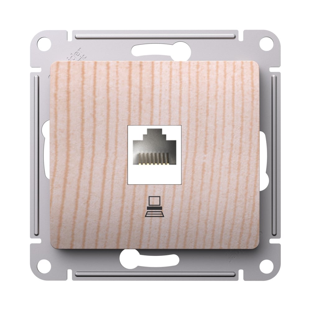 Изображение товара Компьютерная розетка RJ45 серия Glossa встраиваемая сосна 1 пост