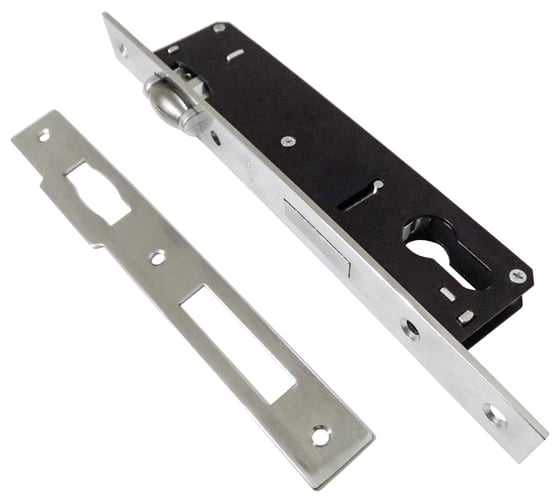 Изображение товара Врезной замок Trodos 155-20 узкопрофильный, цилиндровый, с защелкой, без ручки, хром 202194