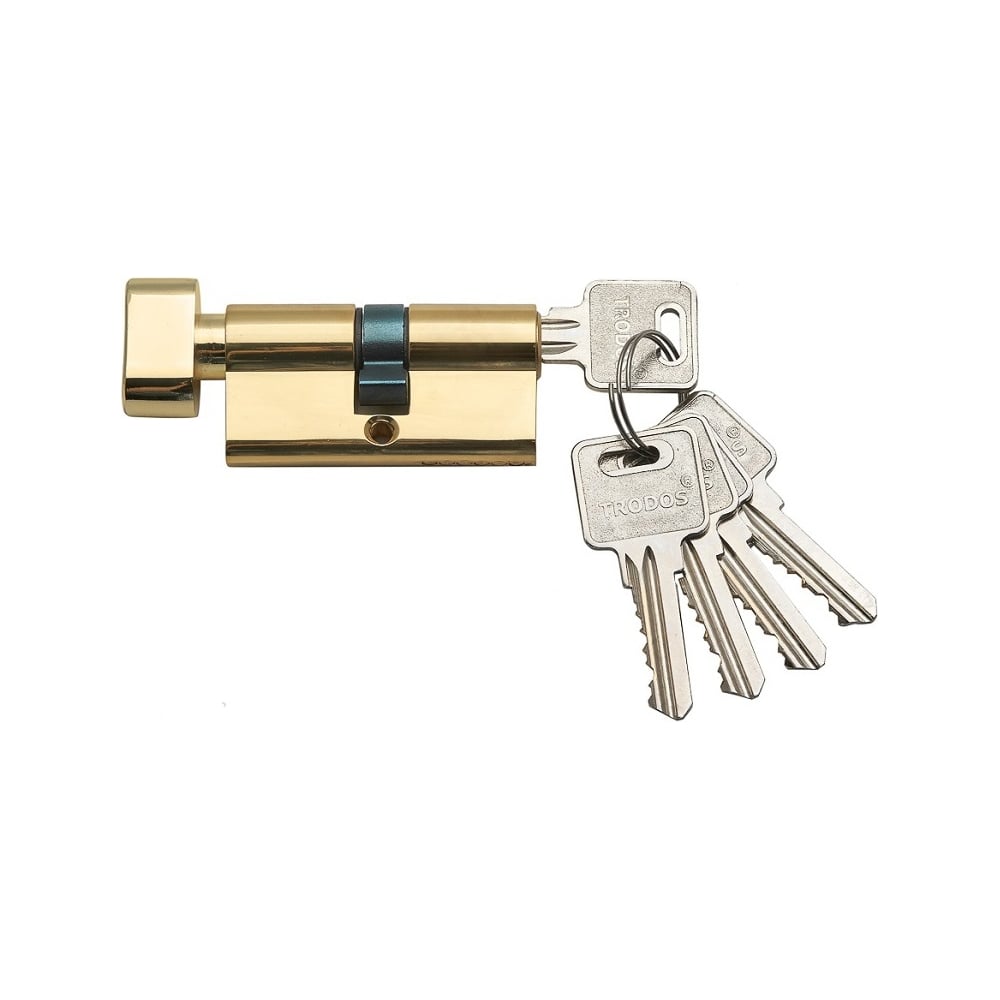 Изображение товара Цилиндровый механизм Trodos цмв 60 30/30 латунь гальваника 5 ключей