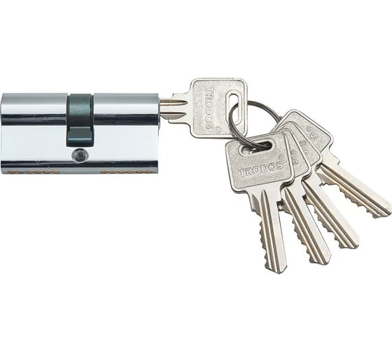 Изображение товара Цилиндровый механизм Trodos цм 80(40/40), латунь, 5 ключей, хром, блистер 209209