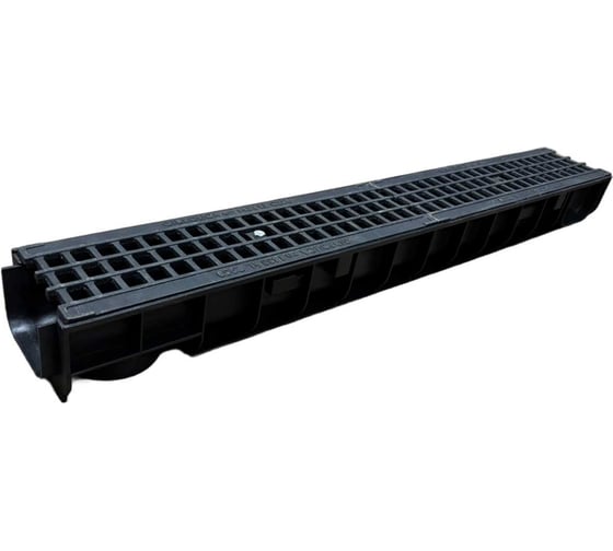 Изображение товара Пластиковый лоток Gidrolica dn100 h100 мм с пластиковой решёткой и крепежом класс а15 804504