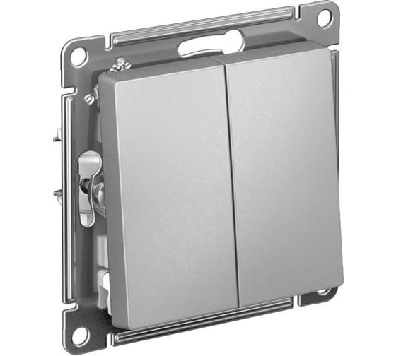 Изображение товара 2-клавишный выключатель с самовозвратом Systeme Electric Atlasdesign алюминий сх.2, 10а, механизм ATN000317