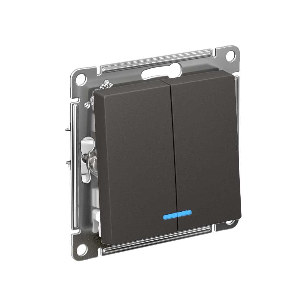 Изображение товара 2-клавишный выключатель с подсветкой Systeme Electric Atlasdesign базальт сх.5а, 10ах, механизм ATN001453