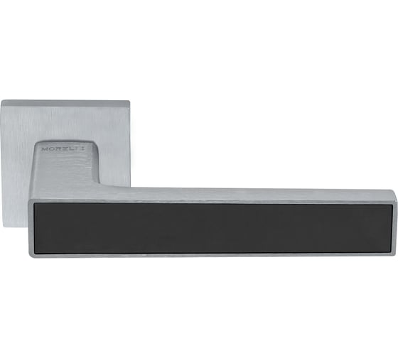 Изображение товара Дверная межкомнатная ручка MORELLI Sulla MH-48-S6 SSC/BL на квадратной накладке 6 мм, цвет - суперматовый хром/черный 9014717