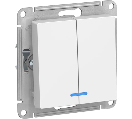 Изображение товара 2-клавишный выключатель с подсветкой Systeme Electric Atlasdesign лотос сх.5а, 10ах, механизм ATN001353