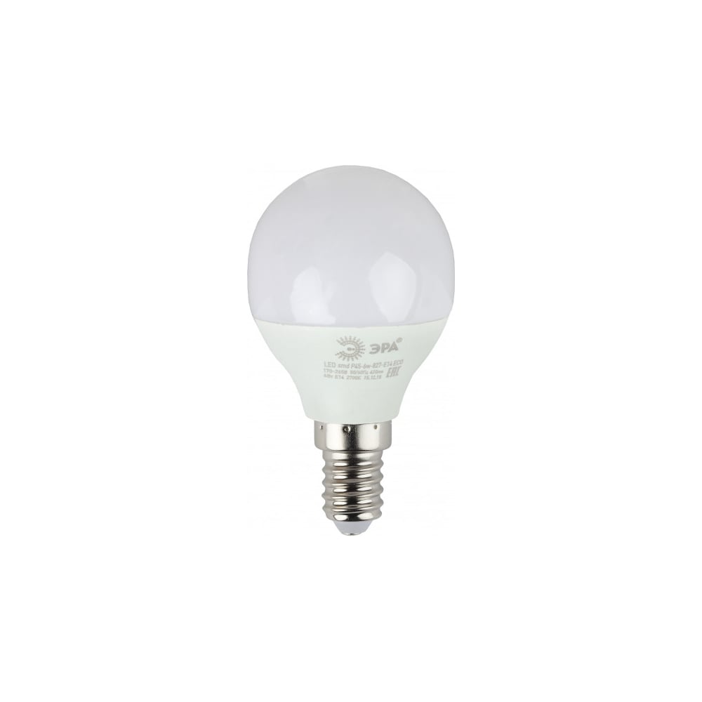 Изображение товара Светодиодная лампочка ЭРА RED LINE ECO LED P456W827E14 E14/Е14 6Вт шар теплый белый свет Б0020626
