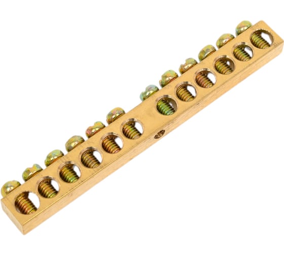 Изображение товара Шина ЭРА NO-122-16 PEN земля-ноль 6x9мм 12/1 латунная с креплениями по центру Б0047230