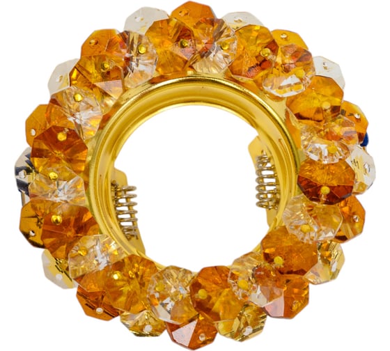 Изображение товара Светильник ЭРА DK16 GD/WH/T декор круглый с мелкими хрусталиками MR16,12V/220V, 50W, золото/прозр. C0043751