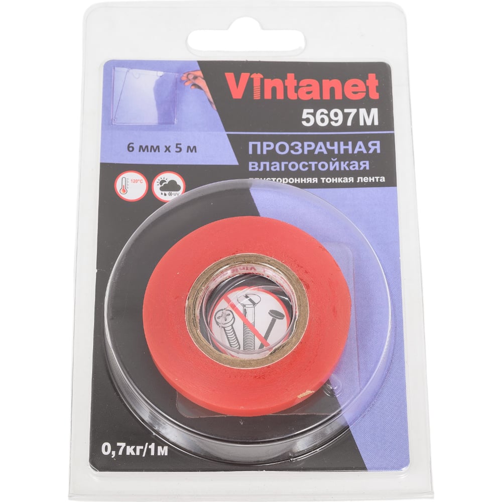 Изображение товара Двусторонняя лента на ПЭТ основе Vintanet 5697М прозрачная, влагостойкая, 6 мм х 5 м 5697M 6MMX5M