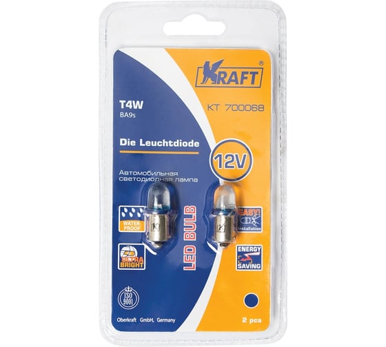 Изображение товара Светодиодная лампа KRAFT T4W BA9s 12v blue KT 700068