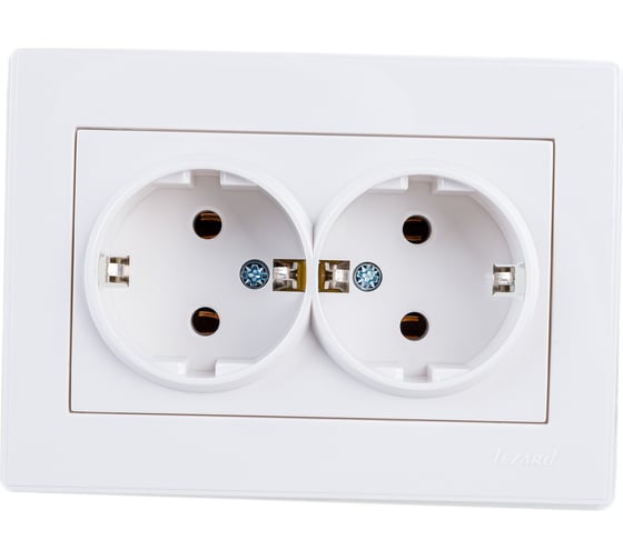 Изображение товара Двойная розетка LEZARD RAIN с/ з керамика белый 703-0202-127