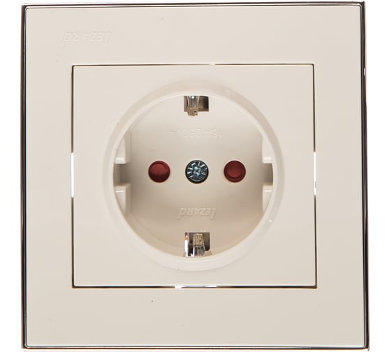 Изображение товара Розетка LEZARD RAIN с защитой от детей керамика белый с бок. вст. хром 703-0225-124