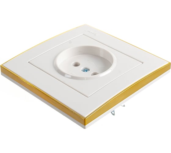 Изображение товара Розетка LEZARD RAIN б/ з керамика белый с бок. вст. золото 703-0226-121