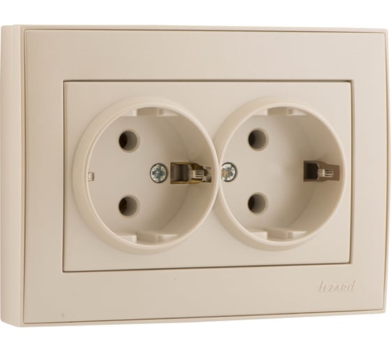 Изображение товара Двойная розетка LEZARD RAIN с/ з керамика жемчужно-белый металлик 703-3030-127