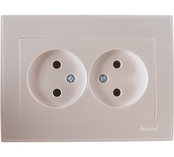 Изображение товара Двойная розетка LEZARD RAIN б/ з керамика жемчужно-белый металлик 703-3030-128